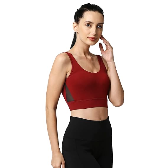 SOIE Women’s Medium Impact Longline Sports Bra – Cotton Spandex, Non-Padded & Non-Wired